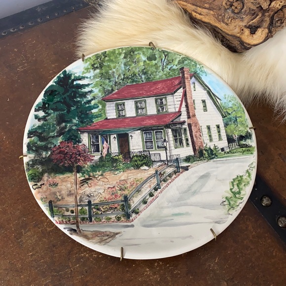 . Vintage 1971 Weems, VA Hand Painted Plate - Homestead House Scene #4347 171th - Picture 1 of 7